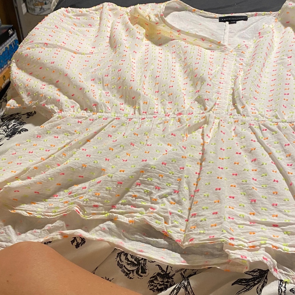 Cato White Blouse with Neon Dots